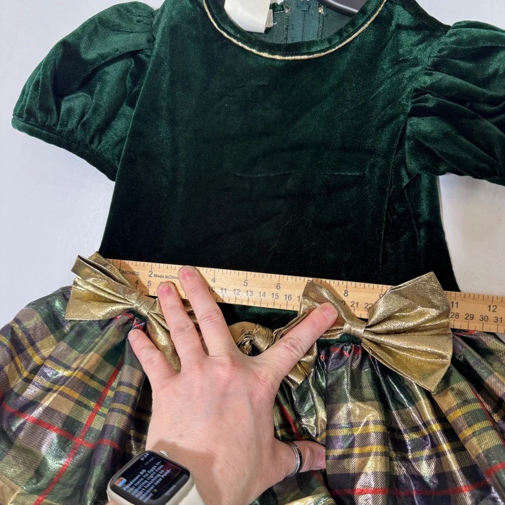 Vintage Jessica Ann Green Velvet Plaid Tulle Dress Size 2T Holiday‎ Christmas